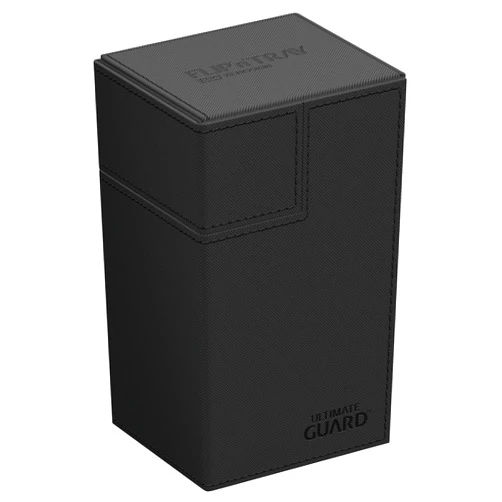 Ultimate Guard Flip'n'Tray 80+, Deck Case for 80 Double-Sleeved TCG Cards + Dice Tray, Black, Independent Magnetic Closure & Microfiber Inner Lining