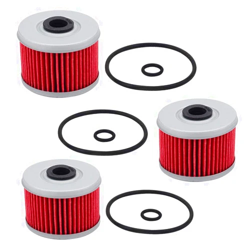 Tvent 3 Packs HF113 Oil Filter 15412-HM5-A10 with O-Rings Fit for ATC250ES ATC350X TRX250 TRX300 TRX350 TRX400EX TRX420FE TRX450ES TRX500FE XL250R XL350R XL600R XR200R XR250R XR350R Foreman 500
