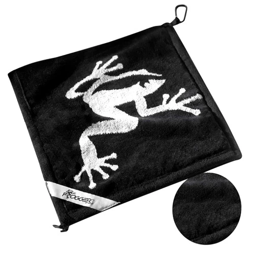 Frogger Amphibian 2-in-1 Golf Towel with Wet and Dry Technology, Black/Grey, Premium Golf Bag Accessory with Carabiner Clip, Ultra Absorbent, for Golf Dads