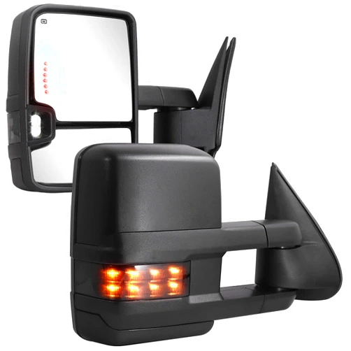 Sanooer Towing Mirrors for 2003-2007 Chevy Silverado Suburban Avalanche Tahoe GMC Sierra Yukon Cadillac Escalade with Power Glass Turn Signal Light Backup Lamp Heated Extendable Pair Set