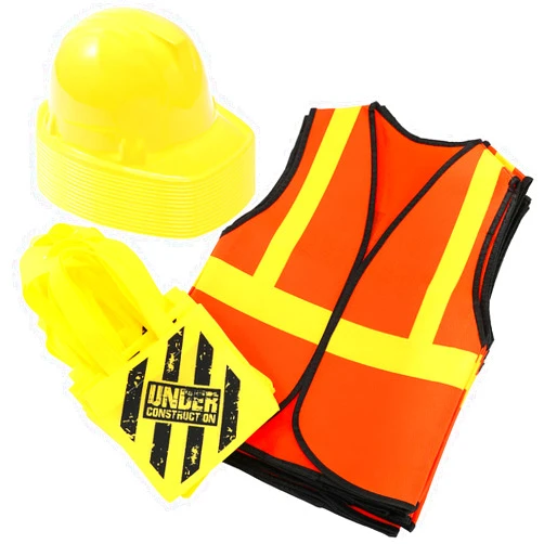 Geyoga 36 Pcs Kids Construction Worker Costume Construction Dress up Party Favors Vests Hats Bag for Birthday Age 3-8