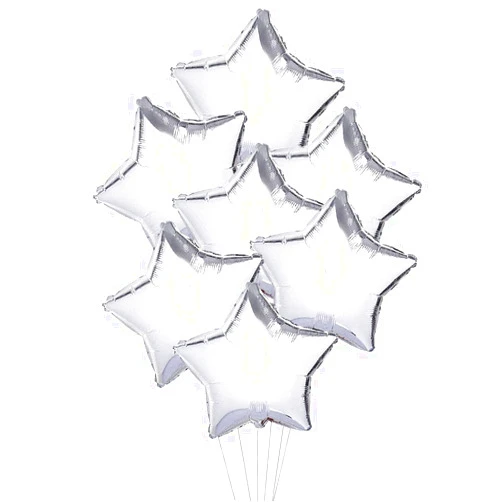 AnnoDeel 20pcs 18 inch Silver Star Balloons, Star Shaped Foil Helium Balloons Mylar Balloons for Wedding Birthday Baby Shower Party Decor