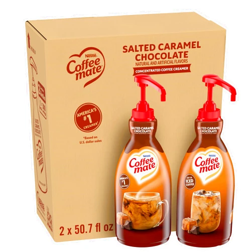 Coffee mate Nestle Coffee mate Coffee Creamer, Salted Caramel Chocolate, Concentrated Liquid Pump Bottle, Non Dairy, No Refrigeration, 50.7 oz (Pack of 2)
