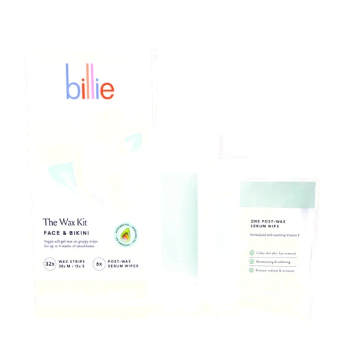 Billie Wax Kit - Face & Bikini - 32 wax strips - 6 post-wax serum wipes