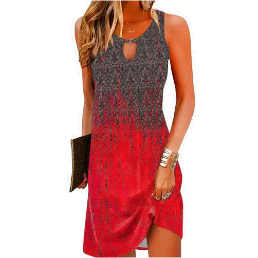 ETCYY Floral Printed Summer A-Line Dresses Womens Boho Beach Sundress Vacation Casual Loose Sleeveless Dress