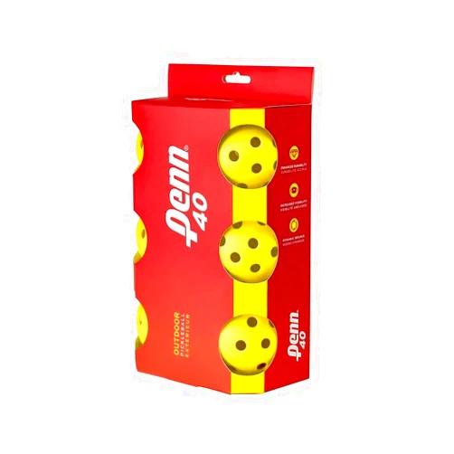 Penn 40 Outdoor Pickleball Balls - Softer Feel for Recreational & Club Play - USAPA Approved, 6-Pack