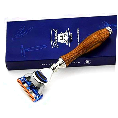 Haryali London 5 Edge Mens Shaving Safety Razor Wood Handle- Perfect Razors for Men That Suits All Skin Type 5 Edge Razor