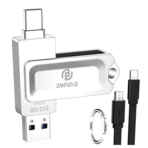 PL ZMPWLQ Auto Back Up for All Devices 512GB iPhone iPad Android Phones Mac and Windows Computer Storage Device Stick Picture Transfer Stick for iPhone USB Flash Drive Photos and Videos Back up Memory Stick
