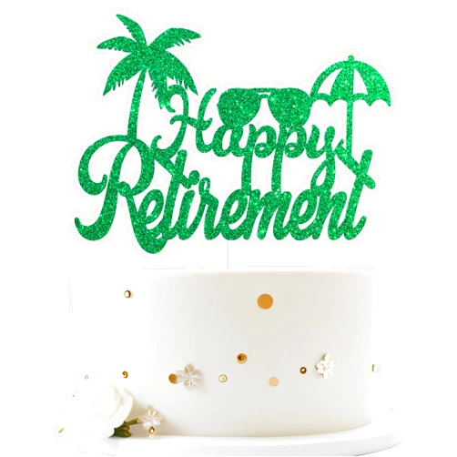 Dill-Dall Green Happy Retirement Cake Topper, Retirement Party Decorations Supplies, Retired AF Sign, Retirement Decor for Men or Women