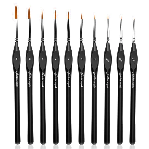 Golden Maple Detail Paint Brushes Set 10pcs Miniature Brushes for Fine Detailing & Art Painting - Acrylic, Watercolor,Oil,Models, 40k