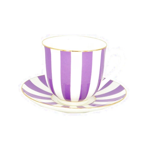Lomonosov Russia Lomonosov Porcelain Bone China Tea/Coffee Cup and Saucer Violet Yes and No 6 oz/180 ml