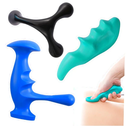 Hautllaif Manual Trigger Point Massage Tool and Thumb Saver for Full Body Deep Tissue Massage, Set Include 1 Green Thumb Protector Tool 1 Palm Urchin Massage Tool Hand Held 4-Legged Massage Knobs