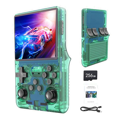 Uiexer 30000 Retro Games Handheld Game Console, 3.5 inch Mini HD IPS Screen Retro Console, 3800mAh Large Capacity, Built-in 256G Card, Support HDMI and TV Output( Green)