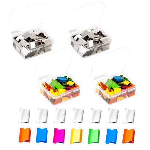 Lzzabo 100PCS Silver White Binder Clips,100PCS Colorful Binder Clips, Work with Clam Clip Dispensers,40 Sheet Capacity for Home Food Packaging, Fixing Loose Leaf Pape School Desk Office