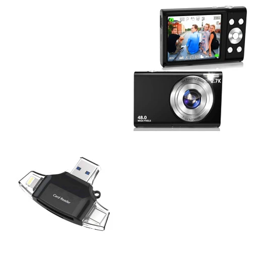 BoxWave Smart Gadget Compatible with Animdreti DC402AF (2.8 in) - AllReader SD Card Reader, microSD Card Reader SD Compact USB - Jet Black