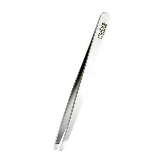 Rubis Switzerland Slanted Tip Tweezer-Silver