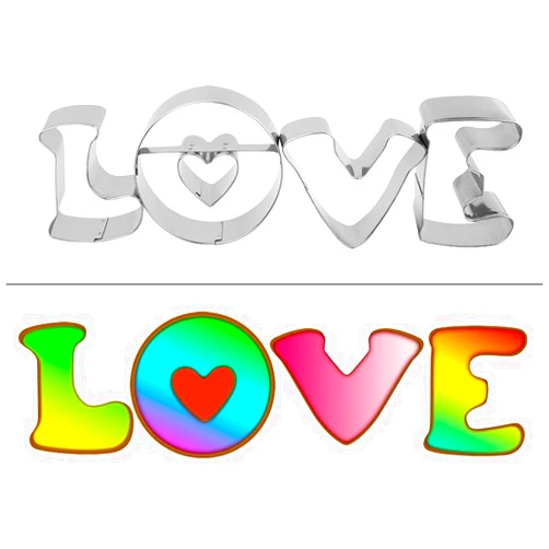 YXChome LOVE Cookie Cutter Set - Valentine Cookie Cutters,LOVE Shape Valentines Cookie Cutters for Baking,LOVE Set for Sandwich Cutter,Biscuit Cutter,Pastry Cutter(Valentines Day Cookie Cutters)