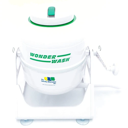 The Laundry Alternative WonderWash Portable Mini Washing Machine for Apartment & Tiny Spaces - Manual Hand Clothes Washer with Retro Design - Clean Laundry Anywhere with Our Countertop, Non-Electric, Small Washer - White