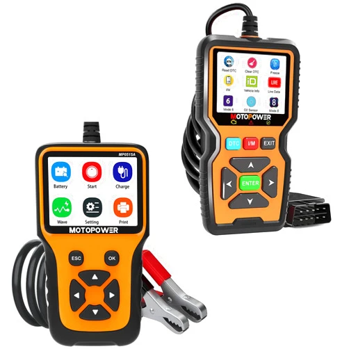 MOTOPOWER MP0515A 12V Car Battery Load Tester with MP69039 Car OBD2 Code Reader Scanner
