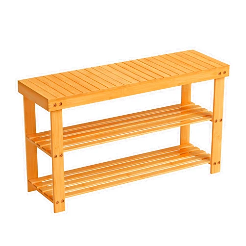 SONGMICS Shoe Rack Bench, 3-Tier Bamboo Shoe Storage Organizer, Entryway Bench, Holds Up to 286 lb, 11.3 x 35.4 x 17.8 Inches, for Entryway Bathroom Bedroom, Natural ULBS90N