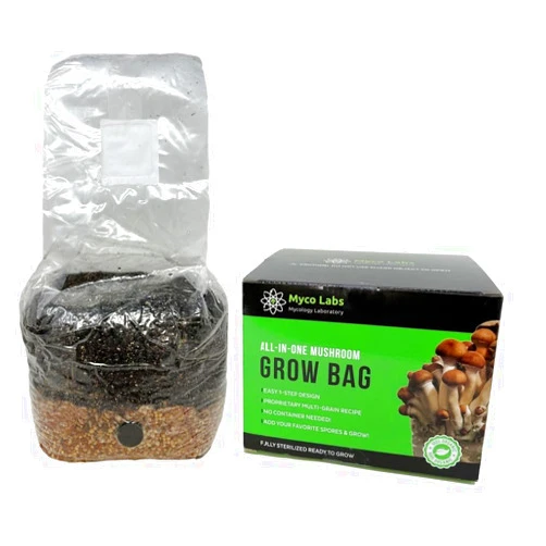 Myco Labs All in One Mushroom Grow Kit in a Bag with Sterilized Grains and Substrate (4 LBS)