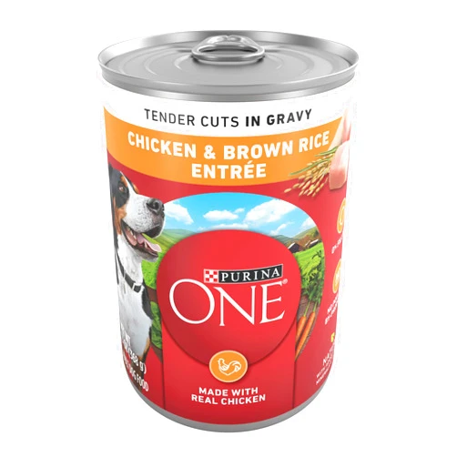Purina ONE Tender Cuts in Wet Dog Food Gravy Chicken and Brown Rice Entree - (Pack of 12) 13 oz. Cans
