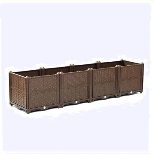 OCACA Rectangular Polypropylene Raised Garden Bed Kit Indoor Outdoor Plastic Planter Grow Box for Fresh Vegetables, Herbs, Flowers & Succulents, Brown