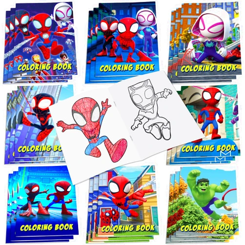 Eazyco Spidey Party Supplies, 24Pcs Coloring Books for Spidey Birthday Party Gifts, Goodie Bag Stuffers, Classroom Rewards, 8 Styles