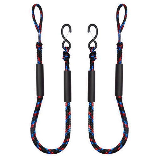 Sportneer Boat Bungee Dock Lines, Sportneer Boat Accessories Dock Rope 2 Pack Boat Lines for Docking Boat Rope Mooring Rope with Stainless Hook Clip for Jet Ski Kayak Pontoon Canoe Fishing Boat (4-5.5ft)