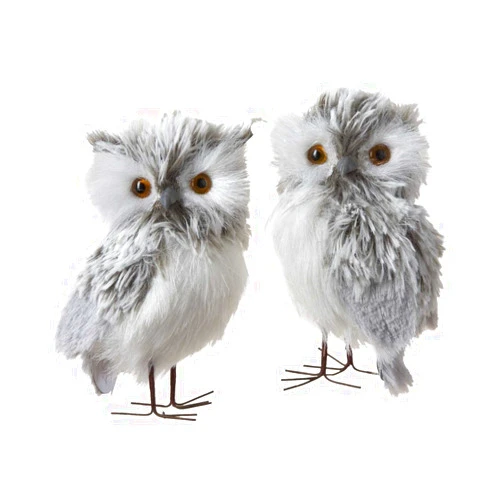 Kurt S. Adler Kurt Adler 5-Inch Furry Gray Owl Set of 2