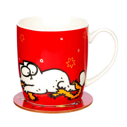 Puckator XMUGC12 Christmas Mug and Coaster Set in Porcelain - Simon's Cat