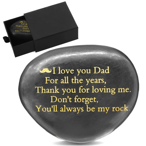 LDIWEE Unique Father's Day Gift for Dad - I Love You Dad For All the Years, Thank You for Loving Me, Don't Forget, You'll Always be My Rock - Rare Engraved Stone Gift From Daughter or Son, Thanksgiving Gift