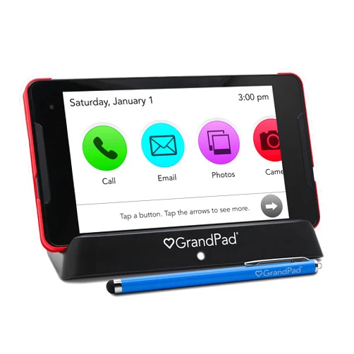 GrandPad Senior Tablet with Phone Capabilities, 4G LTE, Wireless Charger, Stylus, - 1 Month Premium Service Plan Included, Purchase a Plan at Activation