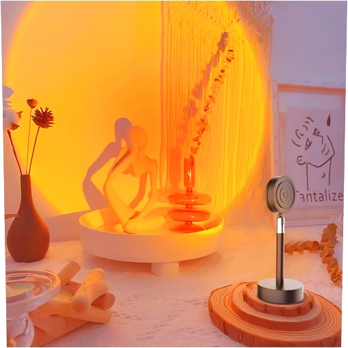 Jensense Sunset Lamp Projector Sunset Light 180 Degree Rotation Projection LED Night Light Floor Lamp with USB Port Rainbow Sunlight Lamp for Bedroom Dorm Room Decor Photography Mood Lighting
