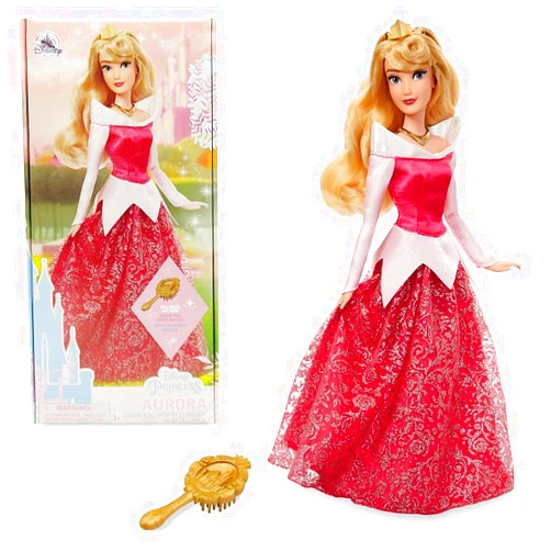 Disney Store Official Princess Classic Doll (Aurora from Sleeping Beauty), 11 Inches, Includes Brush with Molded Details, Fully Posable Toy in Classic Outfit Princess Toys for Girls