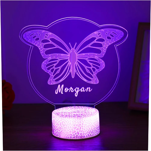Aiemghsde Personalized Name Butterfly Night Light with USB Charger 3D Butterfly Lamp for Girls Bedroom Custom Multicolor Light for Bedside (Style 1)