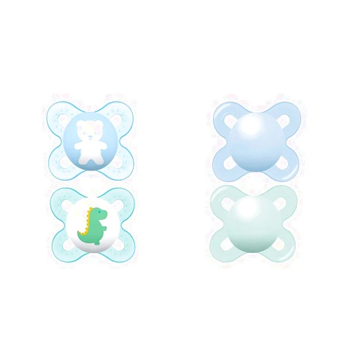 MAM Original Start Newborn Baby Pacifier 2 Count & MAM Start Matte Newborn Pacifier 2 Pack for Breastfed Babies with Sterilizer Case, Boy, 0-3 Months