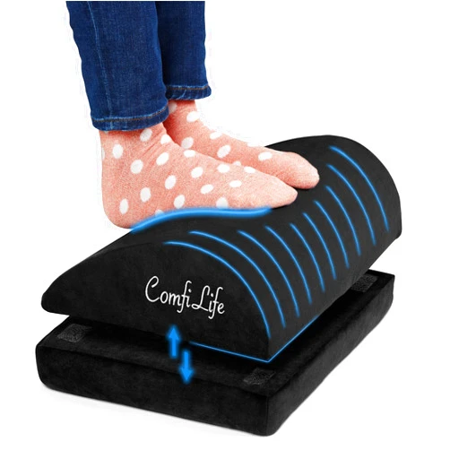 ComfiLife Foot Rest for Under Desk at Work – Adjustable Desk FootRest for Office Chair, Gaming Accessories – Ergonomic Teardrop Design for Back, Hip & Leg Pain Relief – 100% Memory Foam (Black)