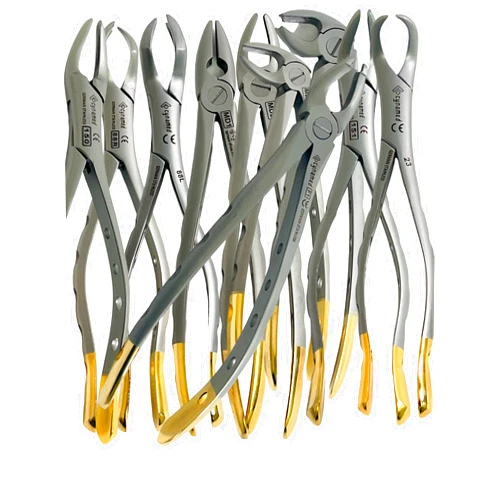 Artlab Premium German Dental Extracting Extraction Forceps with Serrated Jaws Used to Extract Upper Lower Right Left 1st 2nd Molars from The Alveolar Bone Dental Instruments (Extracting Forcep Set of 10 Ea)