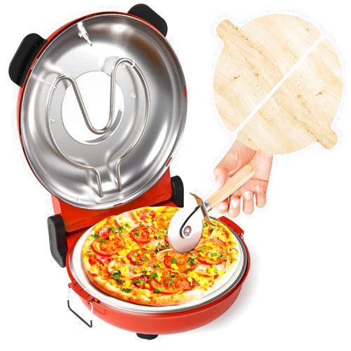 TMEDW Pizza Oven, 12 inch Pizza Oven Indoor, Electric Pizza Oven with Wooden Pizza Paddles & Pizza Cutter