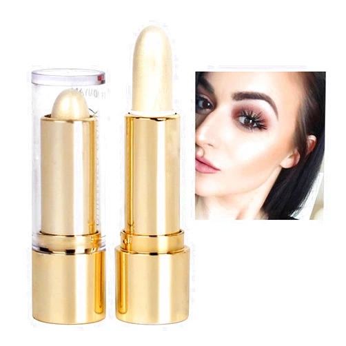 IGuzvaw Contour Highlighter Stick,Bronzer Shimmer Stick,Long-lasting,Waterproof,Face Glitter Highlighter Makeup Stick (2# Gold)
