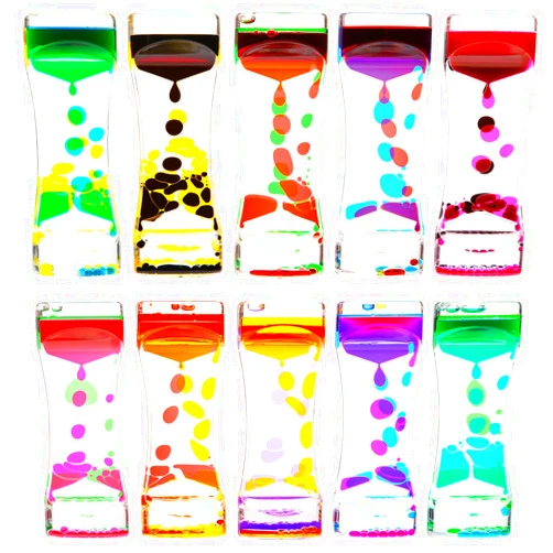 CAILINK Liquid Motion Bubbler Timer,10 Pack Liquid Bubbler Relaxing Motion Timer Fidget Calming Toys,Sensory Play for Adults and Kid Stress Management,Colorful Hourglass Desk Decor