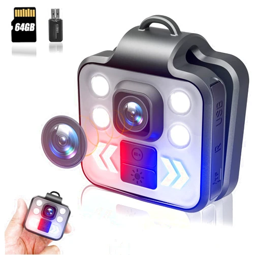 KSADBOSSBO Body Camera with Audio & Video Recording - 1080P Mini Small Portable Sport 64G Cam Recorder - Flashlight Headlamp Waterproof Cam- for Child Pet Home Outdoor Fishing Camping (Basic)