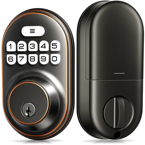 Veise Keyless Entry Door Lock, Electronic Keypad Deadbolt, Keyed Entry, Auto Lock, Anti-Peeking Password, Back Lit & Easy Installation Design, Oil Rubbed Bronze