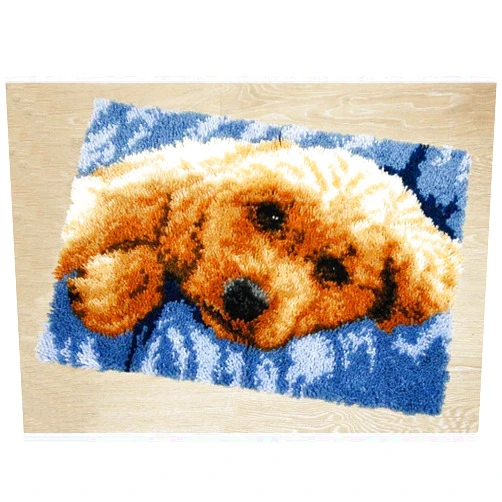DOYLKE Latch Hook Rug Kits DIY Crochet Yarn Rugs with Color Preprinted Pattern Craft Tapestry Kits for Home Decor(20.5X14.9 Dog)