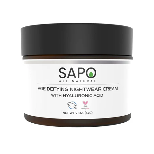 Sapo All Natural Night Cream for Face with Niacinamide, Hyaluronic Acid, Silicone and Lavender Oil - Nourishing, Renewing & Soothing - Firms Aging Skin - 2 Fl Oz