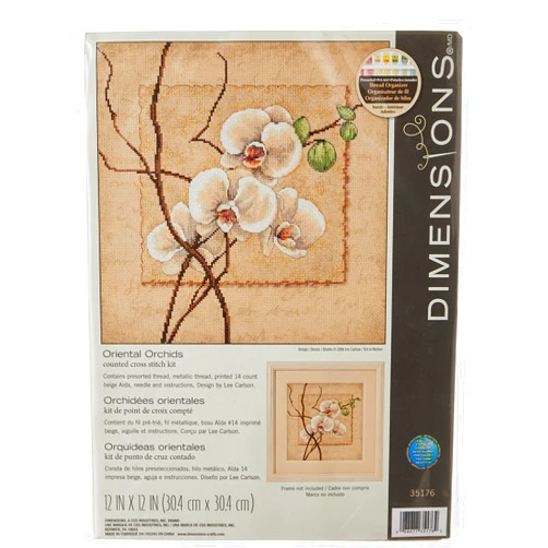 Dimensions 'Oriental Orchids' Counted Cross Stitch Kit, 14 Count Beige Aida, 12