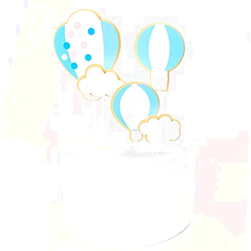 PureArte DIY Happy Birthday Hot Air Balloon With Clouds Birthday Cake Decoration Set For Kids Party Decoration Props (Blue)