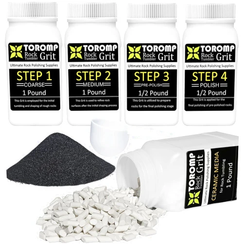 Toromp 4 LBS Rock Tumbler Grit and Polish Refill Kit and Ceramic Tumbling Filler Media - Tumbling Grit Media, Polish Up to 20 lbs. of Rocks, Works with Any Rock Polisher & Tumbler Supplies…