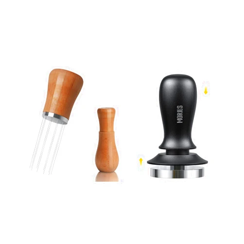 MORILS WDT Tool, Beech Wood Handle, Espresso Tamper 53mm Black, Constant 30lb Coffee Tamper with Calibrated Spring Loaded, Stainless Steel Base